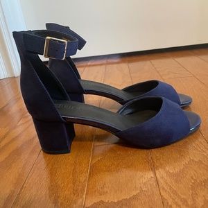 IDIFU Navy Suede 2 Inch Heel Dress Shoes